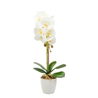 Decoratiune cu planta artificiala ,   Orhidee alba ,   48 cm