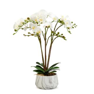 Decoratiune cu planta artificiala ,   Orhidee alba ,   58 cm