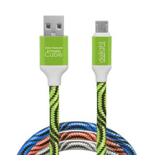 Delight - Cablu de date ,   Micro USB, invelis siliconic, 4 culori, 2 m