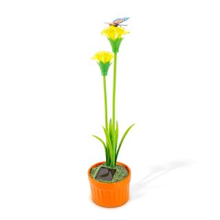 Floare colorata solara led - 8 x 8 x 32 cm - 10 LED-uri alb cald - galben