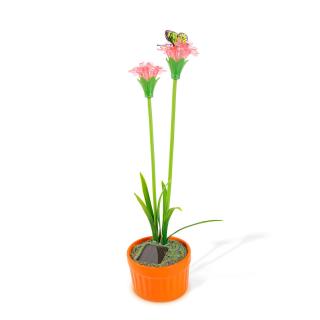 Floare colorata solara led - 8 x 8 x 32 cm - 10 LED-uri alb cald - rosu