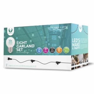 Ghirlanda luminoasa decorativa exterior Forever Light 12m cu 10 becuri LED E27, G45 Alb IP65