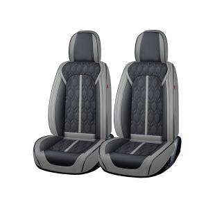 Huse auto premium 5 locuri Carguard Deluxe piele ecologica perforata - gri - negru