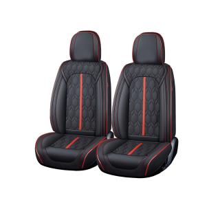 Huse auto premium 5 locuri Carguard Deluxe piele ecologica perforata - negru - rosu