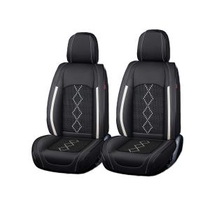 Huse auto premium 5 locuri Carguard Deluxe piele ecologica perforata si textil - negru gri - alb