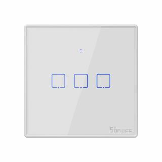 Intrerupator Smart  cu Touch WiFi + RF 433 Sonoff T2 EU TX, (3 canale)
