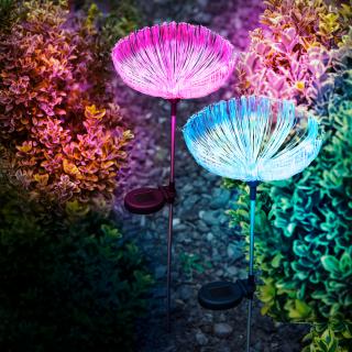 Lampa de gradina model meduza solara cu fibra optica - 80 cm - LED color