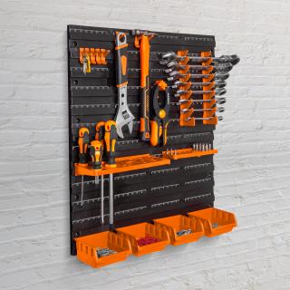 Organizator de perete, suport pentru scule - 2 placi - 475 x 272 x 115 mm, culoare portocaliu