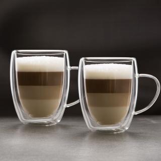 Pahar din sticla, perete dublu pentru cafea si bauturi - 350 ml, 2 buc. pachet