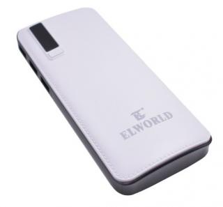 Power bank extern Elworld YB-01, 3 porturi USB, afisaj digital stare baterie, functie lanterna, max.20000 mAh, alb