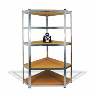 Raft Salgo pe colt - 5 niveluri - metal - max. 175 kg - 180 x 90 x 30 cm