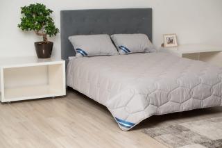 Set Pilota bumbac Somnart Bella 200x220cm 200g model biscuite + 2 perne bumbac Somnart Bella, 50x70cm, Gri