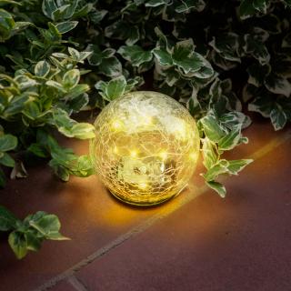Sfera solara  din sticla - 12 cm - 15 LED alb cald