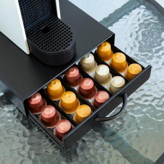 Suport metalic pentru 50 capsule de cafea Nespresso - 365 x 214 x 60 mm - negru mat