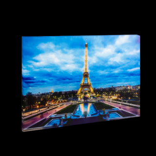 Tablou cu LED -   Turnul Eiffel  , 2 x AA, 38 x 48 cm