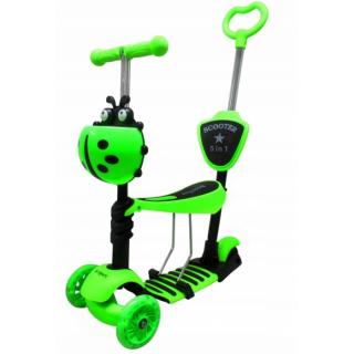 Trotineta 5 in 1, roti cu LED, platforma antiderapanta, JR R-Sport - Verde