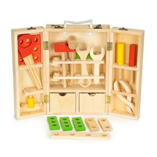 Trusa cu imitatie unelte din lemn pentru joaca copii - Ecotoys MB028