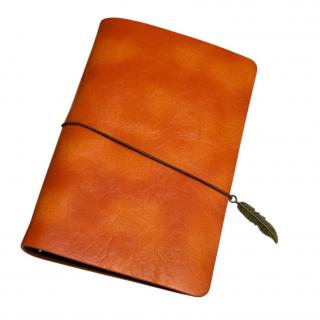 Agenda Orange-Leaf,  Coperta din Piele Ecologica, 80 File, 19x13 cm