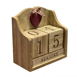 Calendar decorativ din Lemn, LOVE ,   15 x 8 x 15 cm, Red