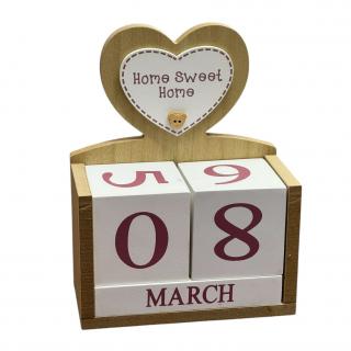 Calendar decorativ din Lemn, SWEET HOME ,   14 x 7 x 18 cm
