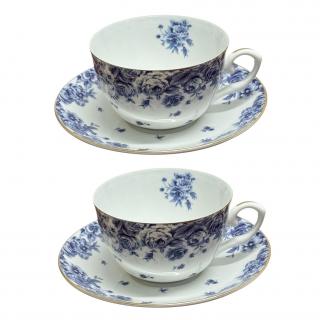 Serviciu din Portelan fin, 2 Cesti si Farfurii, Blue Bouquet