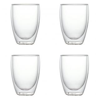 Set 4 Pahare din sticla Borosilicata cu pereti dubli, 350 ml x 4