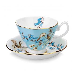 Set Ceasca si Farfurie din Portelan, Turcoaz, 180 ML