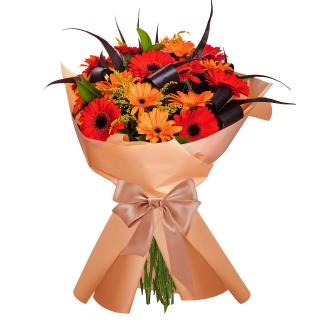 Buchet flori cu mini gerbera