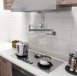 Baterie Pot Filler pentru umplut oale pe aragaz sau pe plita inductie finisaj inox periat