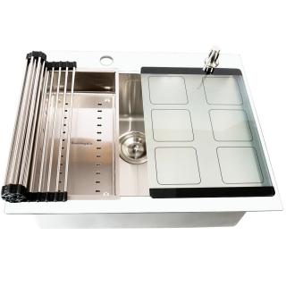 Chiuveta bucatarie inox CookingAid TEMPERED GLASS WHITE