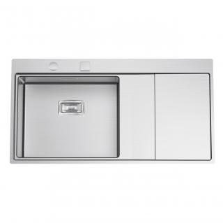 Chiuveta bucatarie inox CookingAid XERON 105 LEFT cu ventil scurgere dreptunghiular automat si accesorii montaj