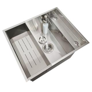 Chiuveta bucatarie inox INVISIBLE DEEP cu tavita inox, dozator detergent + accesorii montaj