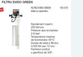 Filtru de carbon cu argint si debimetru EVIDO GREEN pentru bateriile de apa filtrata