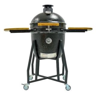 Gratar ceramic Kamado,60 cm cu dispozitiv de afumare si termometru, negru