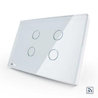 Intrerupator cvadruplu wireless cu touch Livolo din sticla - standard italian