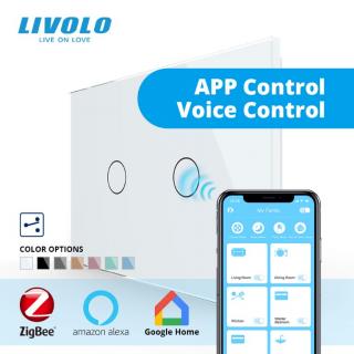 Intrerupator tactil dublu cap scara  cruce zigbee Livolo,standard italian control din aplicatia mobila