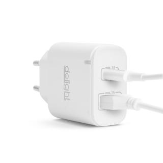 Adaptor de retea USB + Type-C PD20W cu incarcare rapida - alb