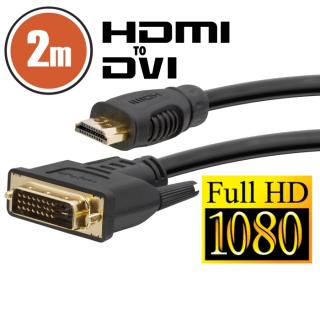 Cablu DVI-D   HDMI ,   2 m cu conectoare placate cu aur