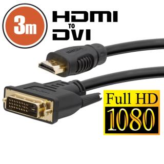 Cablu DVI-D   HDMI ,   3 mcu conectoare placate cu aur