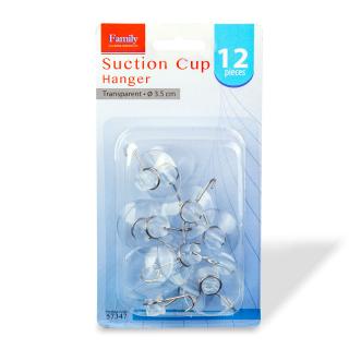 Carlig cu ventuza - 3,5 cm - transparent - 12 buc pachet