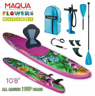 Set placa Paddleboard SUP, surf gonflabila Flowers Kayak Kit, 330  cm x 80 cm x 15 cm MAQUA