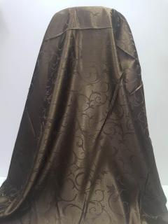 Material draperie maro wenge cu model ramurele