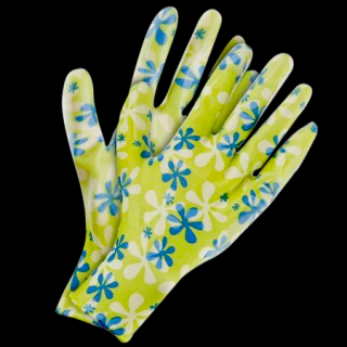 Manusi de gradina din bumbac, polietilena,latex cu design floral