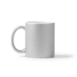 Cana colorata sublimabila, din ceramica ,cu efect de sclipici, gri