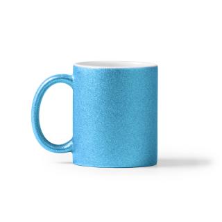 Cana colorata sublimabila, din ceramica ,cu efect de sclipici, turcoaz