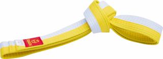 Centura de karate cu doua tonuri-galben alb, Hayashi, 220 cm