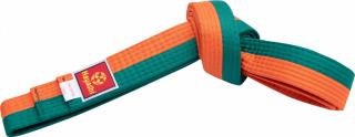 Centura de karate cu doua tonuri-portocaliu-verde, Hayashi, 260 cm