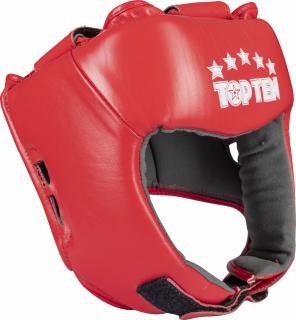Head Guard made of genuine leather - red, size XL, incl. IBA label