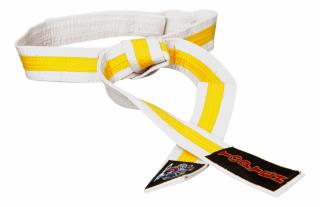 Karate belt , œKAMPFKATZEN,   two-tone - white-yellow