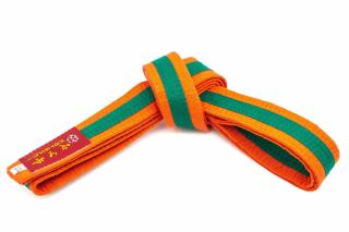 Karate belt two-tone - orange-green, size 300 cm
